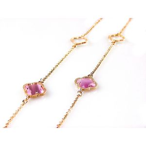 model Fiori open klavers collier in zilver roze verguld roze klavers