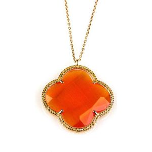 model Fiori grote klaver ketting in zilver roze verguld oranje klaver