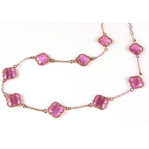 model 10 Fiori collier in zilver roze verguld 10 roze klavers
