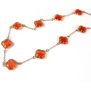 model 10 Fiori collier in zilver roze verguld 10 oranje klavers