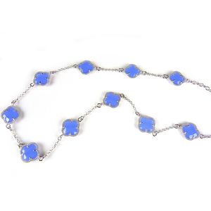 model 10 Fiori collier in zilver blauwe klavers
