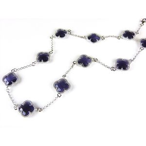 model 10 Fiori collier in zilver paarse klavers