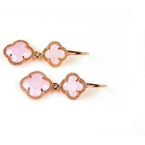 model Double Fiori klein oorringen in zilver roze verguld lichtroze