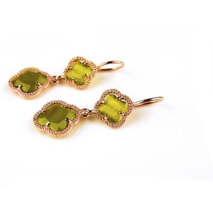 model Double Fiori klein oorringen in zilver roze verguld kaki