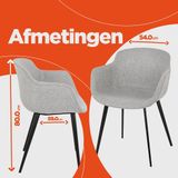 Alterego Riga - Grijs Stof - Met Armleuningen - 59x54x80cm
