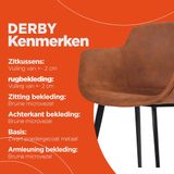 Alterego Derby - Bruine Microvezel - Met Armleuningen - 59x54x80cm