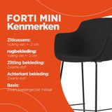 Alterego Mini Forti - Zwarte Stoffen Barkruk - 59x54x97,5cm