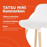 Alterego Mini Tatsu - Witte Barkruk - Natuurlijke Houten Poten - 48x46x89cm