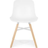 Alterego Gladys - Witte Designer Stoel - Natuurlijke Houten Poten - 55x48x81cm