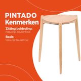 Lage stapelbare kruk 'PINTADO' van natuurlijk hout