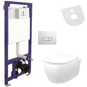 Aloni - Spülrandlos Hänge Wand-WC & Belvit Vorwandelement Spülkasten Softclose Deckel