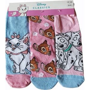 Disney -sokken Disney Classic- Bambi - Marie - 101 dalmatiers - 3 paar - meisjes- maat 27/30