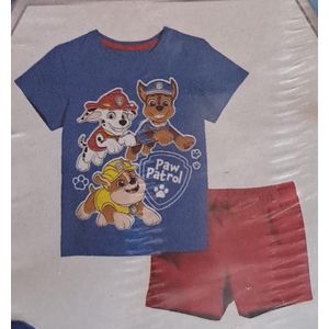 Paw Patrol - Shortama - Blauw/Rood - Katoen - Set T-shirt en Korte Broek