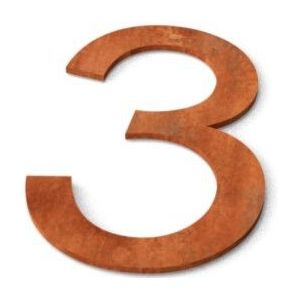 Nummer 3 Model: Huisnummer Cortenstaal Geroba - Geroba