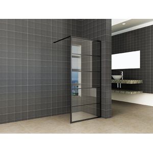 Bally Horizon Inloopdouche Mat Zwart Raster 110cm Antikalk 8mm Veiligheidsglas
