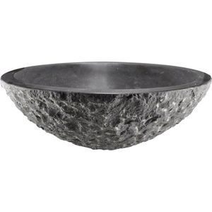 Bally B-Stone Hamerslag Hardstenen Opzetwaskom Natuursteen Rond 42x14cm Antraciet