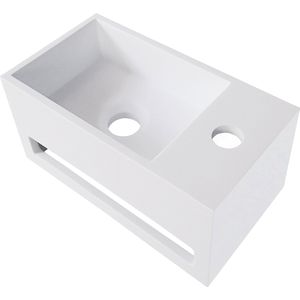 Bally Julia Solid Surface Fontein Met Handdoekhouder Kraangat Rechts 356x203x159mm Wit