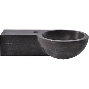 Bally B-Stone Fontein Hardsteen Kraangat Links Rond 40x23x10cm Natuursteen Zwart