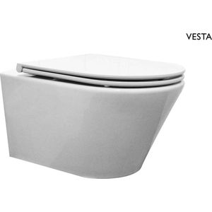 Bally Vesta Wandcloset Met Flatline 2.0 Softclose Toiletbril 52x36x35cm Wit