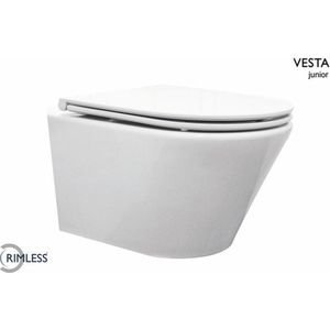 Bally Vesta Junior Rimless Wandcloset Compact Met Flatline Softclose Toiletbril 47cm Wit