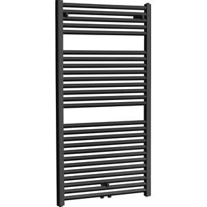 Bally Elara Handdoekradiator Middenonderaansluiting 1185x600mm 700W Mat Zwart