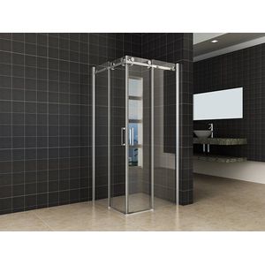 Bally Corner Hoekinstap Douchecabine Met 2 Schuifdeuren Met Chroom Profiel 90x90x200cm 8mm Antikalk Veiligheidsglas Met NANO Coating