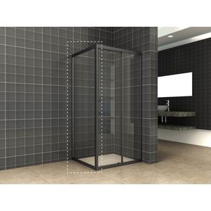 Bally Skyline Zijwand Met Mat Zwart Profiel 90x200cm 8mm Antikalk Veiligheidsglas Met NANO Coating