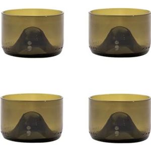 Point-Virgule Set van 4 glazen kommen van overcycled glas, olijfgroen, 100 ml