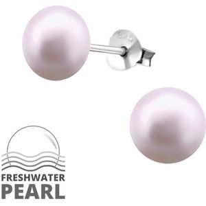 Amanto Oorbellen Birgin Purple - 925 Zilver E-Coating - Parel - ∅7mm