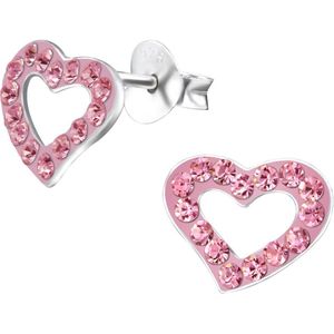 Amanto Kids Oorbellen Faiza Pink - 925 Zilver E-Coating - Hartje - 10x7mm