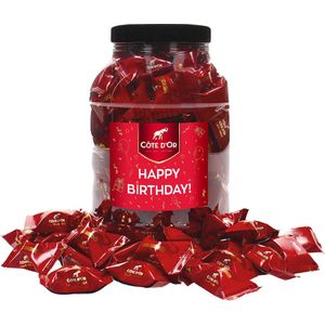 Cote d'Or Mini Bouchée chocolade met opschrift ""Happy Birthday!"" - chocolade verjaardagscadeau - melkchocolade met praliné - 1000g