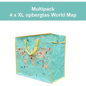 4 x Opbergtas - Big Shopper World Map Multipack