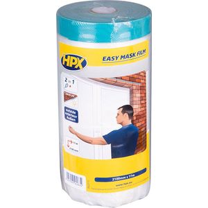 HPX Easy Mask Outdoor - Afdekfolie met Cloth Tape - Transparant - 2,10 m x 17 m - Duurzaam HDPE