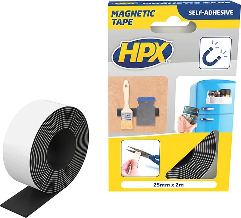 HPX - Magneettape - Zwart - 25 mm x 2 m - Zelfklevende Magnetband
