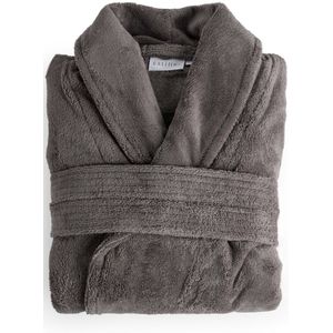 Casilin - Badjas Teddy voor Dames en Heren - Maat S - Voor Volwassen - Met riem - Badstof, Fleece, Katoen - Absorberend - Wasmachinebestendig - Donkergrijs, Grijs