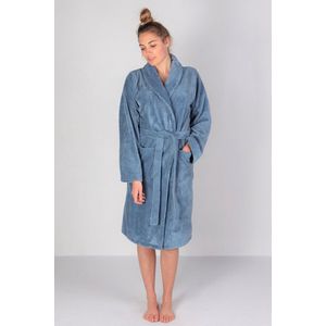 Casilin - Badjas Teddy voor Dames en Heren - Maat S - Voor Volwassen - Met riem - Badstof, Fleece, Katoen - Absorberend - Wasmachinebestendig - Jeans, Blauw