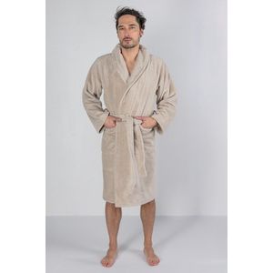 Casilin - Badjas Teddy voor Dames en Heren - Maat XXL - Voor Volwassen - Met riem - Badstof, Fleece, Katoen - Absorberend - Wasmachinebestendig - Beige