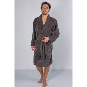 Casilin - Badjas Teddy voor Dames en Heren - Maat XXL - Voor Volwassen - Met riem - Badstof, Fleece, Katoen - Absorberend - Wasmachinebestendig - Donkergrijs, Grijs