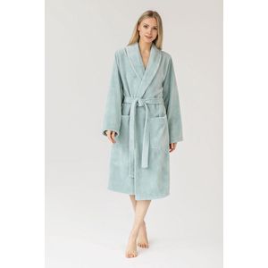 Casilin - Badjas Teddy voor Dames en Heren - Maat XS - Sauna badjas Voor Volwassen - Met riem - Badstof, Fleece, Katoen - Absorberend - Wasmachinebestendig - Groen