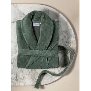 Casilin - Badjas Teddy voor Dames en Heren - Maat M - Sauna badjas Voor Volwassen - Met riem - Badstof, Katoen, Fleece - Absorberend - Wasmachinebestendig - Donkergroen