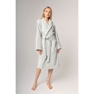 Casilin - Badjas Teddy voor Dames en Heren - Maat XXL - Sauna Badjas Voor Volwassen - Met riem - Badstof, Fleece, Katoen - Absorberend - Wasmachinebestendig - Lichtgrijs, Grijs