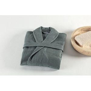 Casilin - Badjas voor Dames en Heren - Maat XXL - Wafelbadjas Voor Volwassen - Met riem - Katoen - Absorberend - Wasmachinebestendig - Groen, Donkergroen