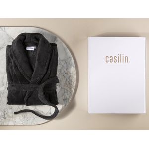 Casilin - Badjas Cadeau in Luxe Geschenkdoos - Fleece & Katoen - Dames en Heren - Zwart - Maat S