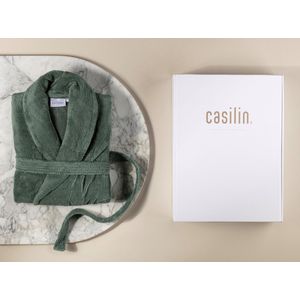 Casilin - Badjas Cadeau in Luxe Geschenkdoos - Voor dames en heren - Maat S - Fleece & Katoen - Absorberend - Wasmachinebestendig - Groen