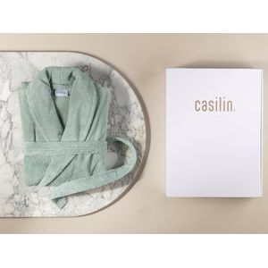 Casilin - Badjas Cadeau in Luxe Geschenkdoos - Voor dames en heren - Maat S - Fleece & Katoen - Absorberend - Wasmachinebestendig - Lichtgroen