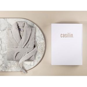 Casilin - Badjas Cadeau in Luxe Geschenkdoos - Voor dames en heren - Maat XXL - Fleece & Katoen - Absorberend - Wasmachinebestendig - Lichtgrijs