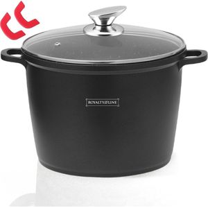 Royalty Line RL-AD24M: Marmer gecoate braadpan met glazen deksel - 24cm 