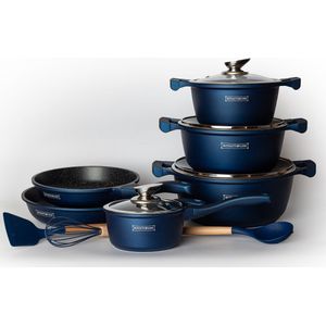Royalty Line - BS1010 - Pannenset - 13 Delige - Inductie - Blauw - Antiaanbaklaag - Pannen Geschikt Voor Alle Warmtebronnen