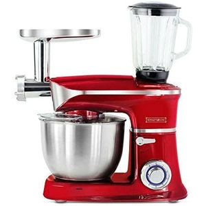 Royalty Line® PKM1900BG 3 in 1 Keukenmachine - 6.5 L Keukenrobot - 1900W Foodprocessor - Keukenmixer Met Blender & Vleesmolen - Rood