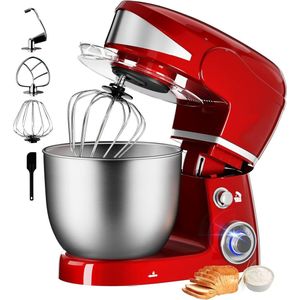 Royalty Line Keukenmachine - keukenrobot - 5,5 liter - 1600 watt - 3 snelheden en pulsstand - Rood